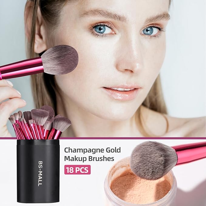 BS-MALL Makeup Brush Set 18 Pcs Premium Synthetic Foundation Powder Concealers Eye shadows Blush Makeup Brushes with black case-FemmiqueWomen