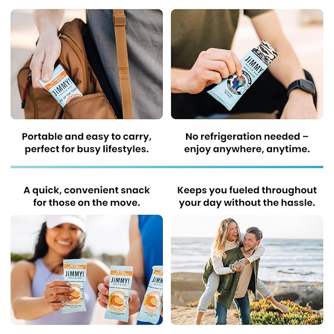 JiMMYBAR! - Sea Salt Caramel Cookies N' Cream - 19g High Protein Bars - 7g Sugar - 12 Count - 58g Health Bars - Natural Peanut Butter Core - Caffeinated Protein Bar For Energy- Hand Drizzled Chocolate-FemmiqueWomen