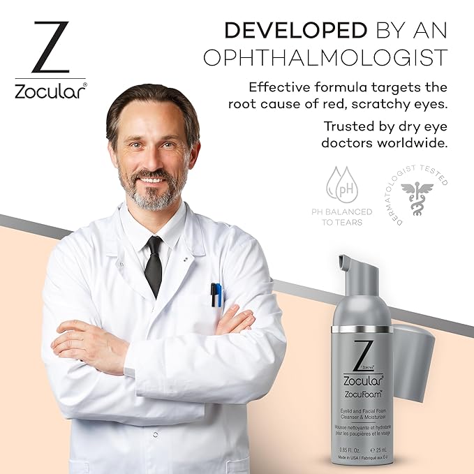 ZocuFoam Eyelid Cleanser - Foaming Eyelid Scrub - Natural pH Balanced Solution - 25mL-FemmiqueWomen
