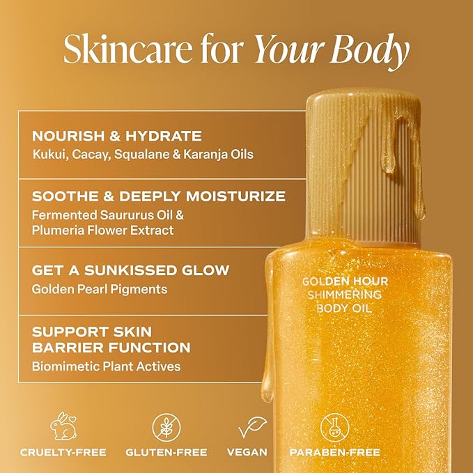 Saltair Shimmering Body Oil - Golden Hour Scented Dry Oil Moisturizer with Light-Reflecting Pearl Pigments. Moisturizing Glow for All Skin Types - 4 Fl Oz-FemmiqueWomen