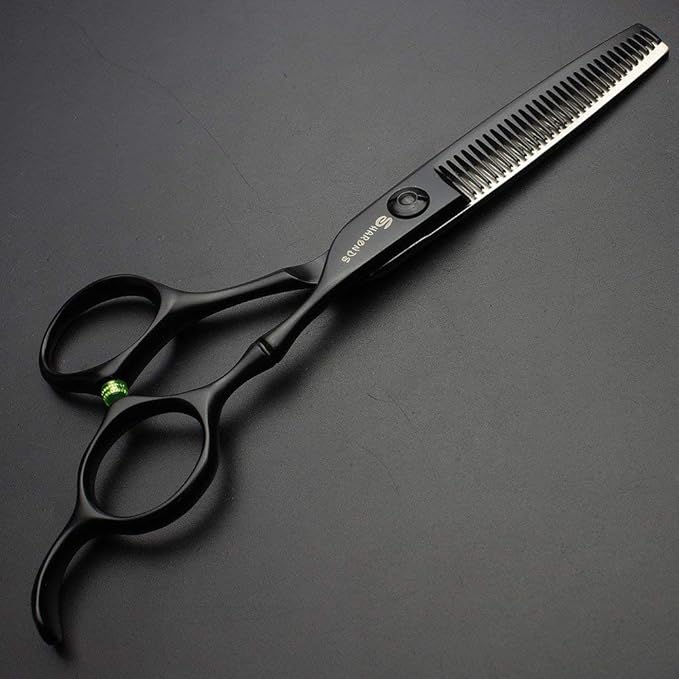 SHARONDS 6/7 Inch Professional 440C Hair Cutting Scissor Salon Hairdressing Thinning Shears Perfect for Barber and Home Use (6 in tooth)