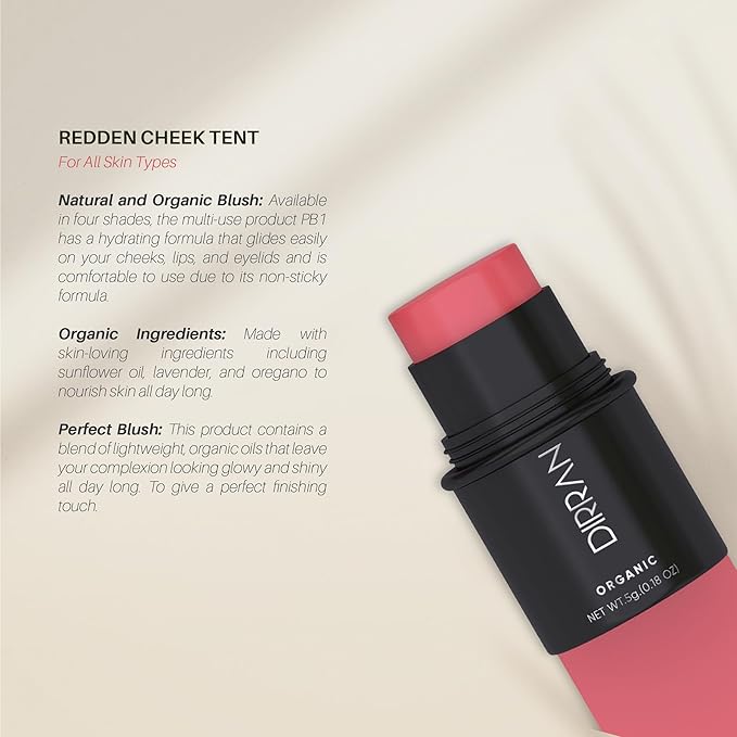 3 in 1 Natural Ingredient 90% Organic Blusher Stick For Lips, Eyes, & Cheeks, Hydration And Natural Beauty Apply directly And Blend With Fingertips, Small Enough to Carry (REDDEN)-FemmiqueWomen