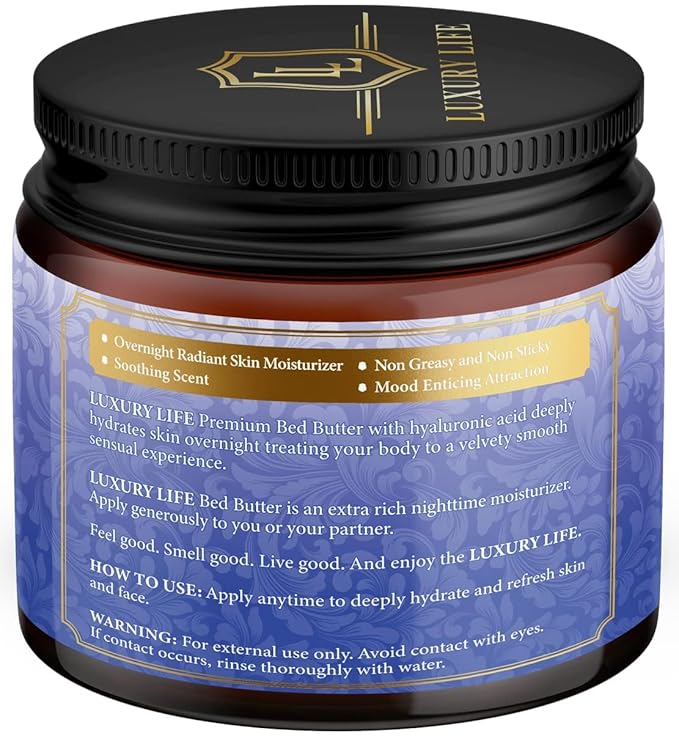 LUXURY LIFE Bed Butter - Irresistibly Fragranced Mood-Enticing Butter Infused with Hyaluronic Acid. Extra Rich Calming Nighttime Moisturizer for Sensual Stimulating Experience (Island Passion, 8 oz)-FemmiqueWomen