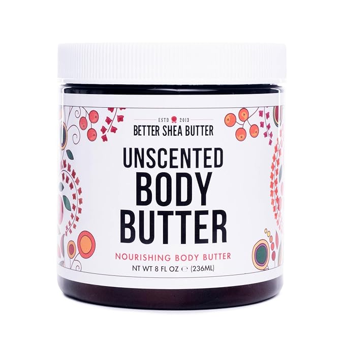Unscented Body Butter for Dry Skin | with Raw Shea Butter and Jojoba Oil | Deep Moisturizer Safe for Sensitive Skin, Non Greasy, Fragrance Free | 8 oz-FemmiqueWomen