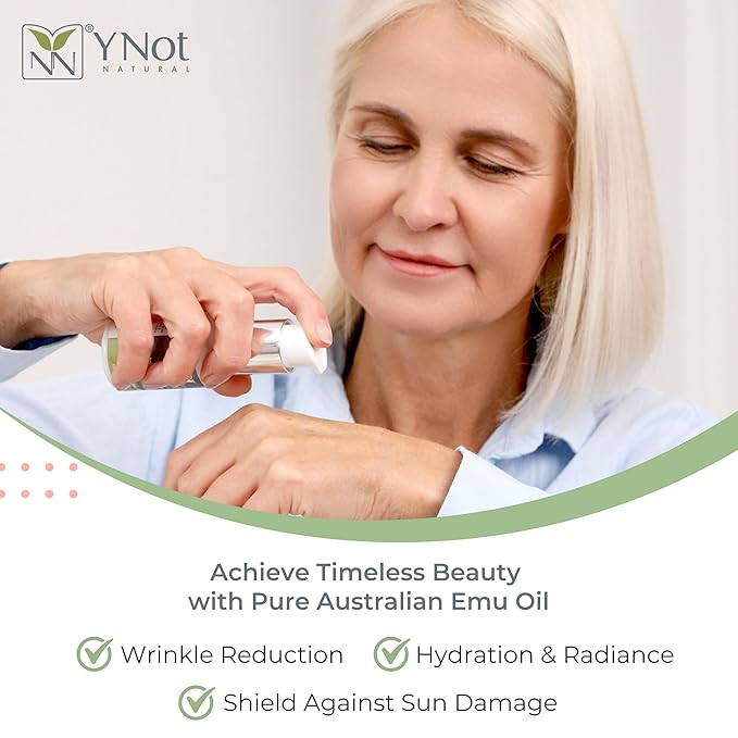 Australian Emu Oil with Vitamin E & C - 50mL Skin Brightener Serum for Face & Body to Reduce Visible Signs of Aging, Spots & Sun Damage - Antioxidant w/Omega 3 6 9 & Essential Oils by Y-Not Natural-FemmiqueWomen