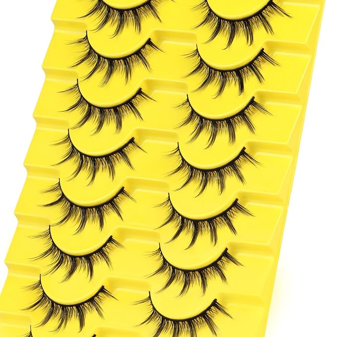 Losha Lashes Wispy Manga Lashes Natural False Eyelashes 9 Pairs Thin Eye Lashes Pack Soft Anime Fake Eyelashes (Manga)-FemmiqueWomen