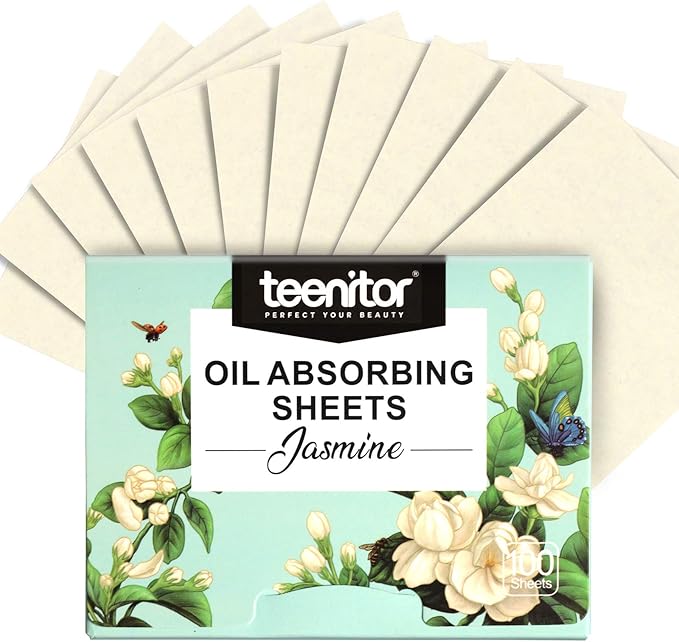 Teenitor Oil Blotting Papers for Face, 100 Sheets Jasmine Oil Blotting Sheets for Oily Skin, Oil Control Film Oil Absorbing Sheets for Face Men Women, Oil Absorbent Pads-FemmiqueWomen