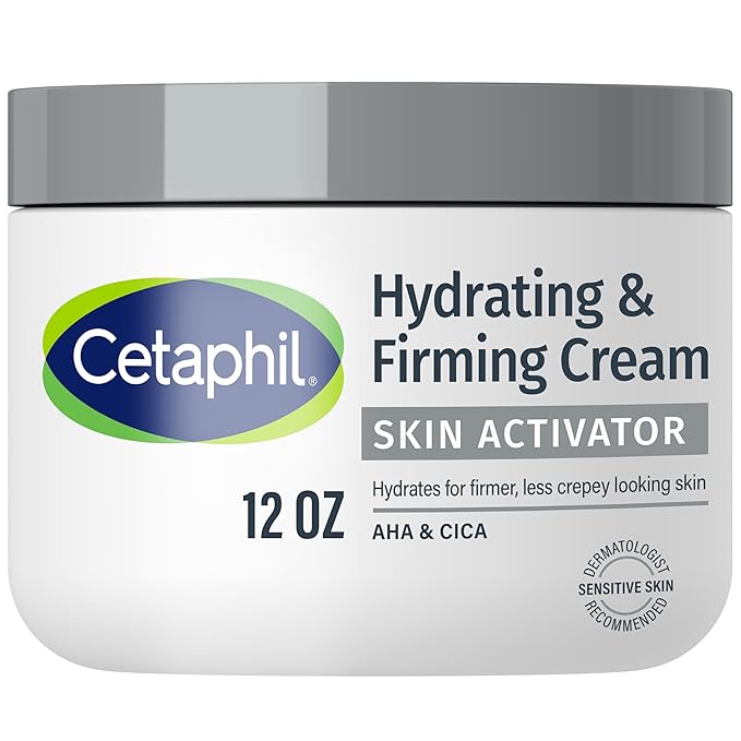 Cetaphil Skin Activator Hydrating & Firming Body Cream 12oz, Mandelic Acid (AHA) and Centella Asiatica (CICA) Cream, Hydrates and Firms Aging Skin, Anti-Aging Skin Care, 12 oz-FemmiqueWomen