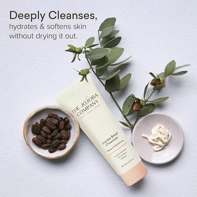 The Jojoba Company Bead Cleanser With Papaya & Quandong - Exfoliating & Hydrating Cream Face Wash - Gentle for Sensitive Skin - Pore Cleansing - For All Skin Types - 125ml-FemmiqueWomen