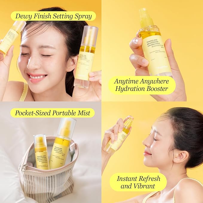 Vitamin C Mist with Niacinamide & Glutathione, Glow Mist for Dewy Skin, Makeup Setting Spray for face, Korean Skin Care, Vegan, 3.38 Fl Oz-FemmiqueWomen