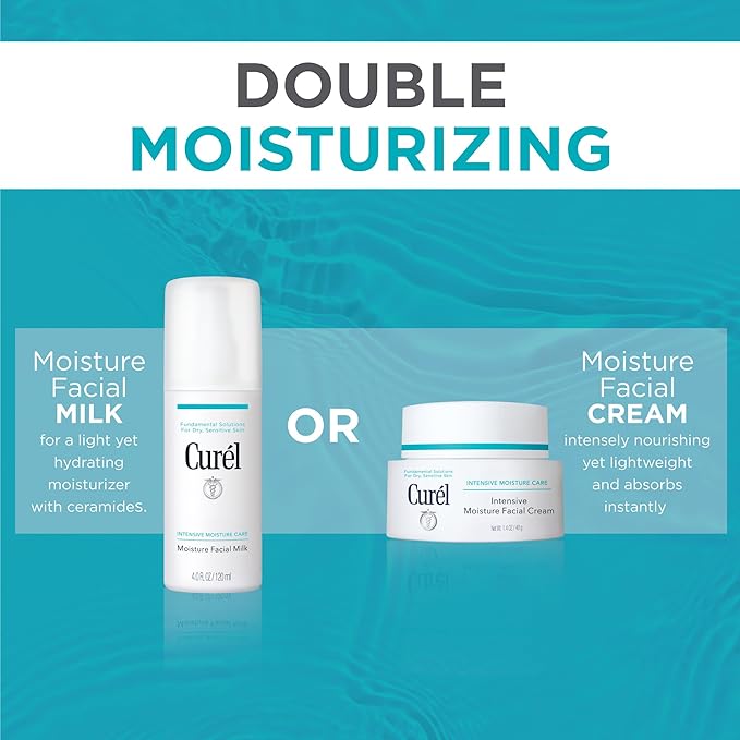 Curel Japanese Skin Care Moisture Facial Milk Moisturizer, Daily Face Lotion for Dry Sensitive Skin, pH Balanced, Unscented Advanced Ceramide Care Face Cream without Drying Alcohols, 4 oz-FemmiqueWomen