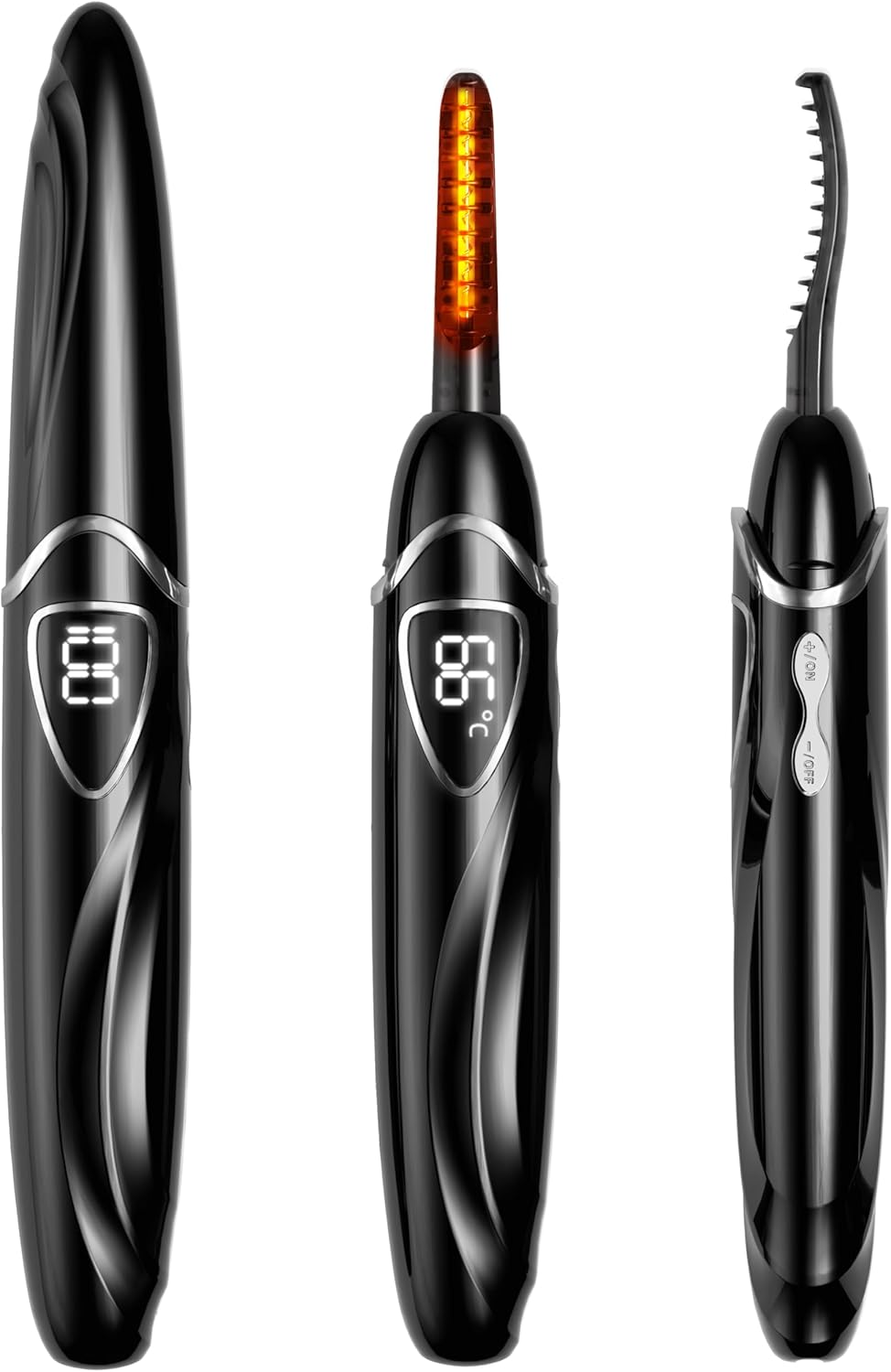 Heated Eyelash Curlers, Portable Heated Lash Curler,Heated Eyelash Curler Intelligent Power 0ff, Makeup Electric Eyelash Curler (Black/Silver, S600-148MM)-FemmiqueWomen