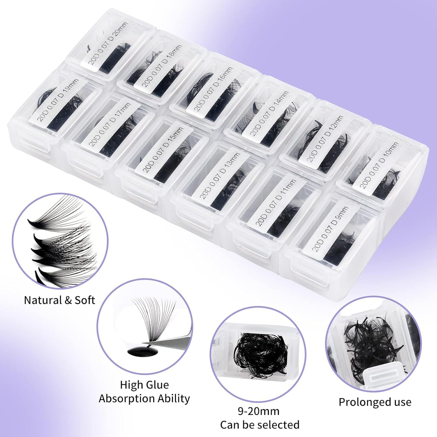 Premade Fans Eyelash Extension 1200 Fans 20P Loose Volume Lashes C Curl Pre-made Fans 9-20mm-FemmiqueWomen
