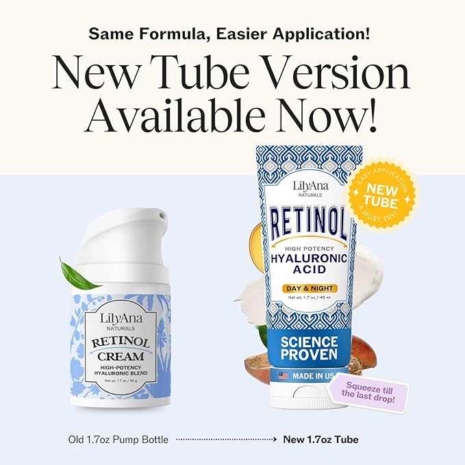 LilyAna Naturals Retinol Cream - Anti-Aging Moisturizer for Face & Neck, Made in USA, Wrinkle Reduction - 1.7oz, 2 Pack-FemmiqueWomen