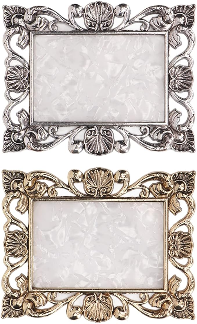 2pcs Resin Nail Art Palette, Nail Art Painting Palette Gold Silver Copper Mixed Color Vintage Photography Props Nail Gel Color Makeup Display Board Nail Art Cosmetic Mixing Tools-FemmiqueWomen