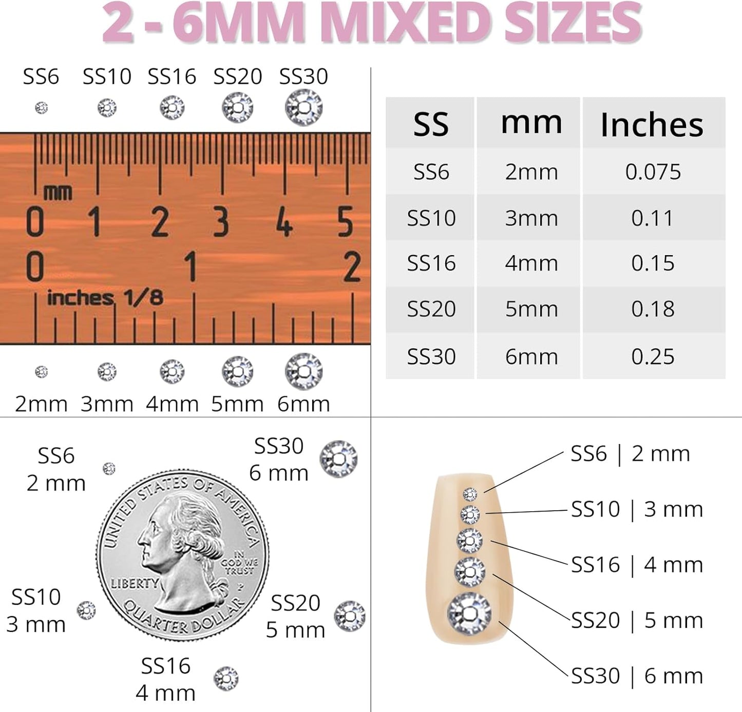 30000Pcs Resin Rhinestones Set for Crafting Bedazzling, Light Pink Flatback Gems Jewels for Crafts Clothes Shoes Fabric Outfit Nails Makeup, Flat Back Crystal 2-6mm with b 7000 Glue-FemmiqueWomen