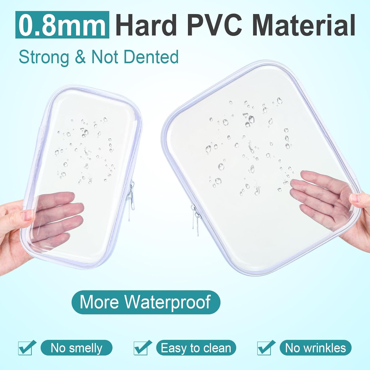 Hoolerry 3 Pcs Clear Hard Zipper Case Plastic Pouch Transparent Hard Case Clear Makeup Bag Portable Travel Organizer Bin for Cosmetics, Building Blocks, Puzzles(White,Mss)-FemmiqueWomen