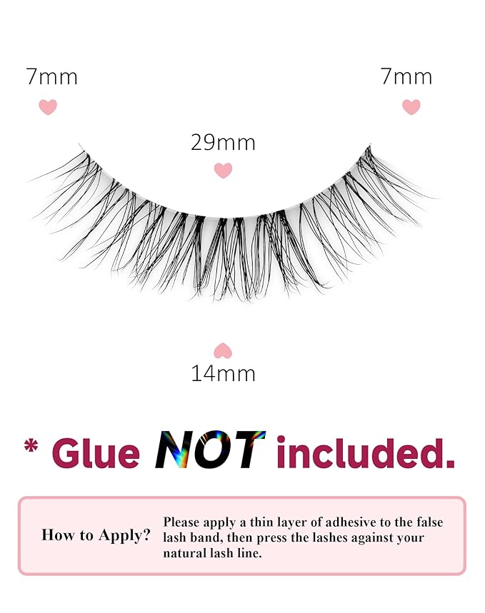 Natural Lashes False Lashes False Eyelashes Wispy Lashes Natural Eyelashes Wispy Eye Lashes Clear Band Lashes UP15-FemmiqueWomen