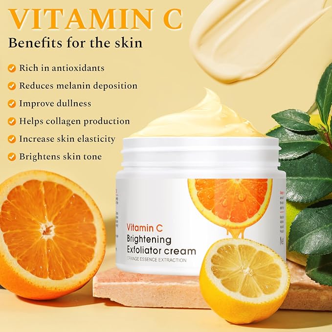 Vitamin C Face Scrub Face Exfoliator Cream Brightening Facial Scrub Exfoliating Facial Wash Microdermabrasion Facial Scrub, Gently Exfoliate Dirt and Dead Skin Cells, Improve Dark Spot, 140g/5oz-FemmiqueWomen