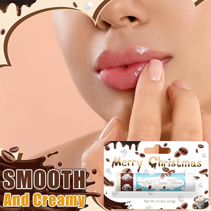 25 Pcs Christmas Lip Balms Stocking Goodie Bags Stuffers Bulk Xmas Gifts Candy Hot Cocoa Cookie Cinnamon Gingebread Biscuits Flavor 5 Style Holiday Treat Small Gifts Party Supplies-FemmiqueWomen