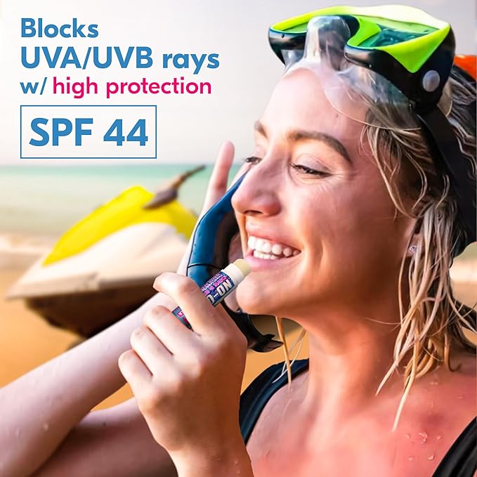 Moisturizing SPF 44 Lip Balm - Spf Lip Balm with Vitamin E | Broad Spectrum | Moisturizing | Vegan | Water Resistant Vanilla Flavor | 0.15 oz | 3 Pack-FemmiqueWomen