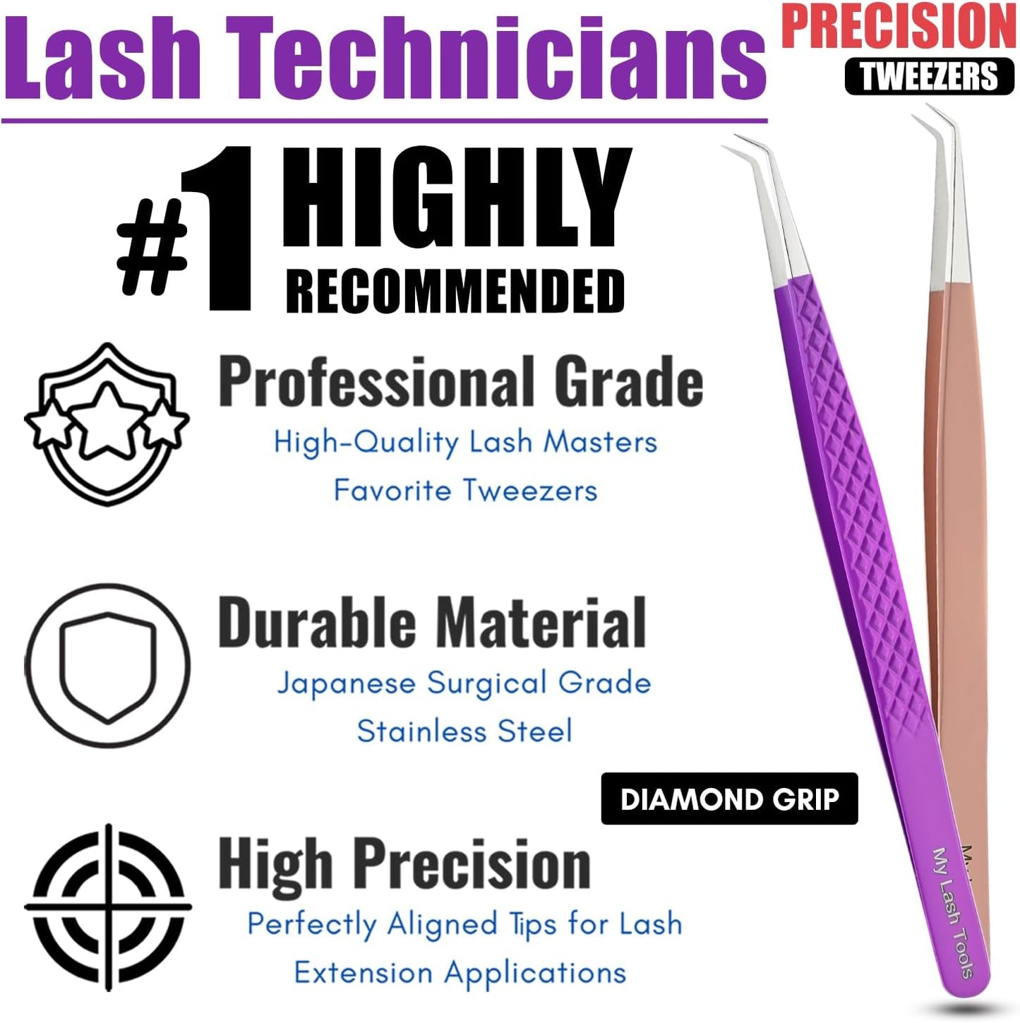 2pcs Curved Isolation Tweezers for Eyelash Extensions – 14cm Stainless Steel, Best for Individual Isolation & Classic Lashes-FemmiqueWomen