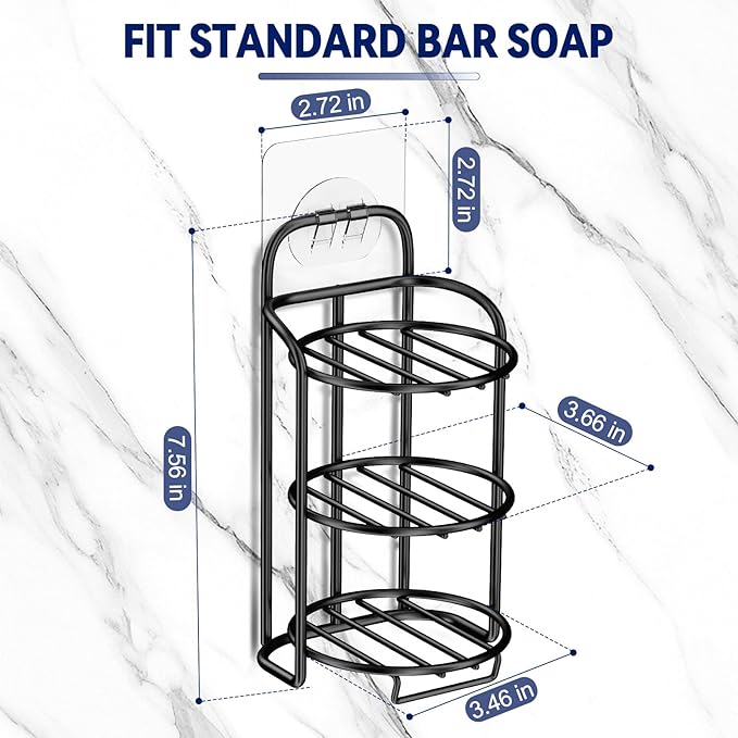 3-Tier Shower Soap Shampoo Bar Holder, Self Adhesive & Freestanding Draining Bathroom Soap Dish Caddy for Bathroom Wall Accesories Decor-FemmiqueWomen