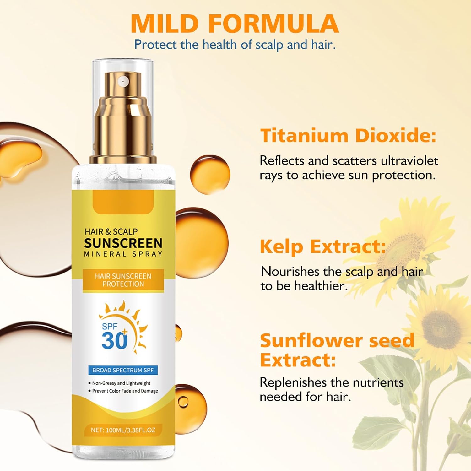 2PC Ultimate Hair & Scalp Sunscreen Spray SPF 30, Hair Sunscreen Spray UV Protection | Color-Lock UV Shield for Dyed/Highlighted | Beach & Pool Essentials | Defense Against Fade & Dryness-FemmiqueWomen