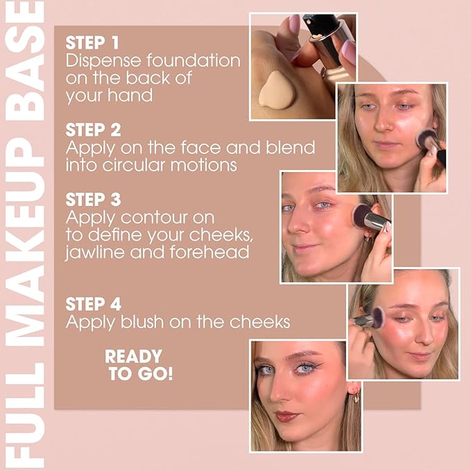 LAMORA Foundation Brush for Liquid Makeup - Kabuki Face Brush for Cream, Powder, Blush, and Concealer - Flat Top Blending, Buffing, Stippling Brush-FemmiqueWomen