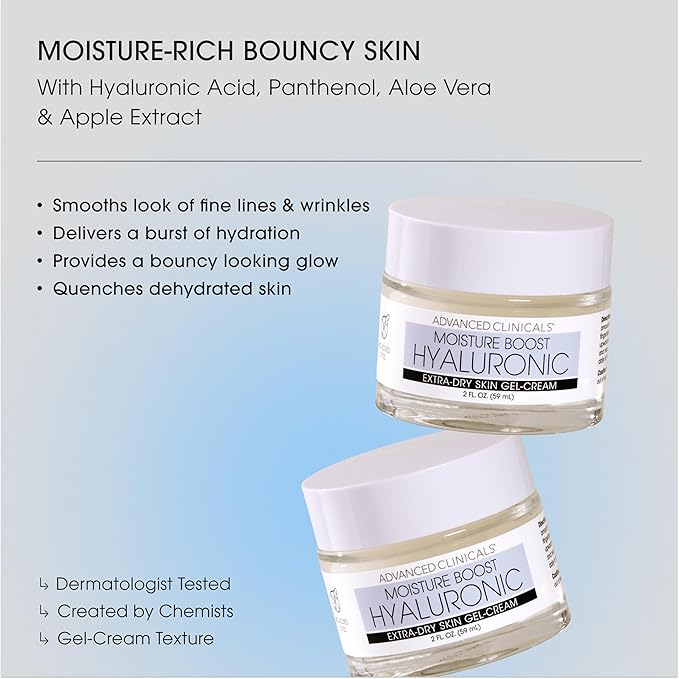 Advanced Clinicals Hyaluronic Acid Face Moisturizer Gel Cream + Hyaluronic Acid Body Cream 2pc Hydrating Skincare Set For Women & Men To Reduce Appearance Of Dry Skin, Wrinkles, & Fine Lines, 2pc Set-FemmiqueWomen