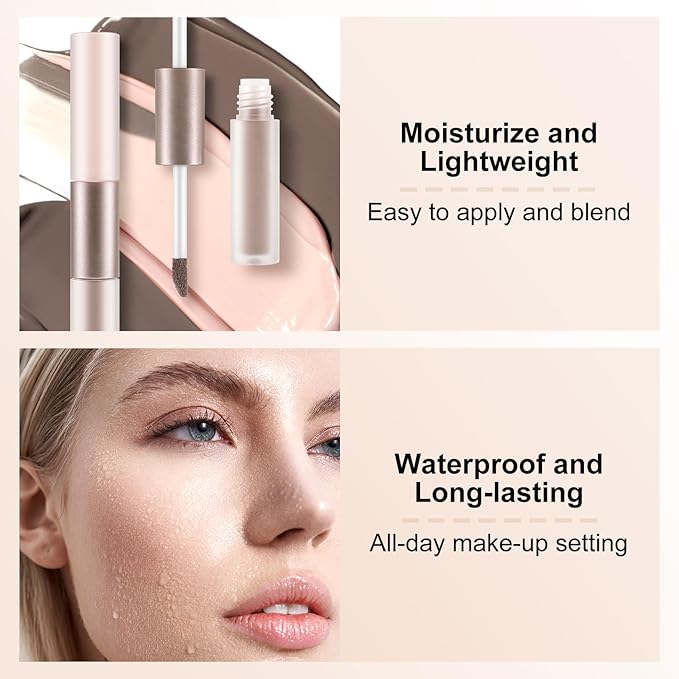 2 in 1 Bronzer and Highlighter Stick,Non-greasy & Non-drying Contour Pencil,Easy to Create a Natural Shimmery Finishing,Long Lasting & Waterproof Face Brighten Make up Pen-FemmiqueWomen