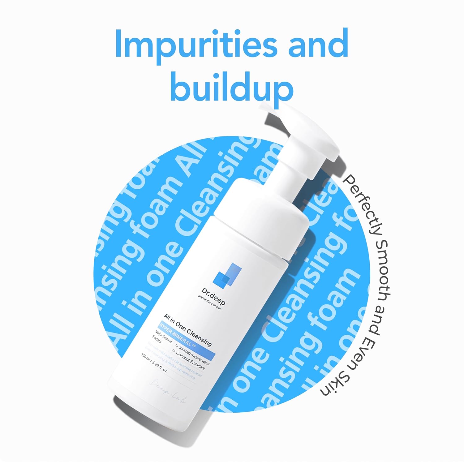 Dr.Deep All in One Cleansing - Korean Foaming Facial Cleanser for Bumpy Skin & Blackheads, Makeup Removing Cleanser & Gentle Face Wash for All Skin Types - 5.07 fl. oz-FemmiqueWomen