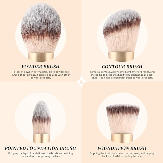 DUcare Makeup Brushes Duo End Foundation Contour Powder and Buffer Brush Bronzer Double Makeup Brush Set 2Pcs white-FemmiqueWomen