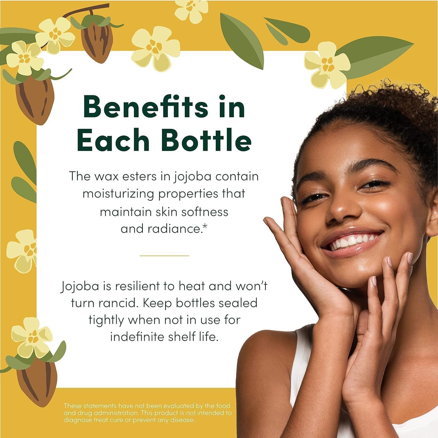 HobaCare Unrefined Organic Jojoba Oil for Skin Care, Hair, Beard, Scalp Massage - 100% Pure Carrier Oil for Perfume or Soap Making - Natural, Vegan, Cruelty-Free, Hexane-Free, Long Shelf Life (32 oz)-FemmiqueWomen