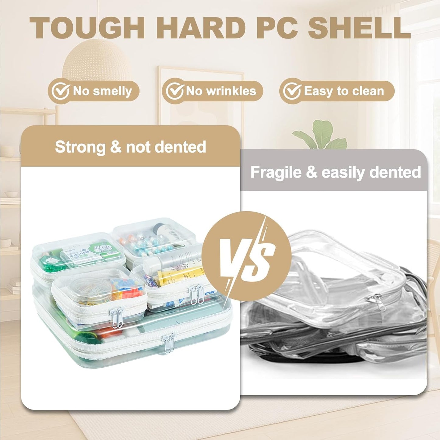 5 pcs Clear Zipper Pouches, Toiletry Bag for Travel, Stackable Waterproof Diaper Bag, Zipper Pouch, Travel Organizer, Clear Cosmetic Bag,Toy Storage Bins (M + 2Mini + 2XS)-FemmiqueWomen