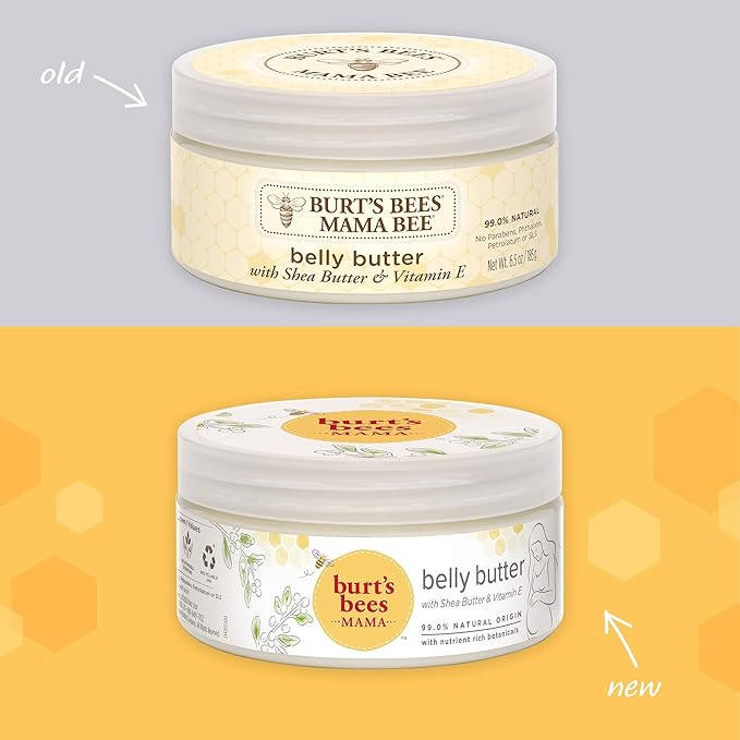 Burt's Bees Mama Belly Butter Stretch Mark Cream for Pregnancy Massages Body & Reduces Scar Appearance, Prenatal & Postnatal Tummy Skin Care, Shea Butter & Vitamin E Rich Formula, 6.5 Oz (Pack of 3)-FemmiqueWomen