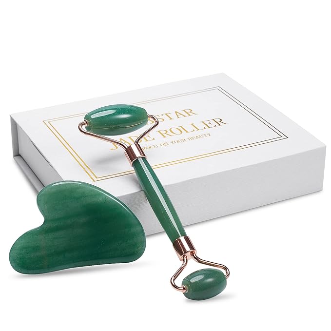 Jade Roller for Face, Facial Roller Massager Skin Care Tool, Gua Sha Facial Tools for Face, Neck, Eyes, Reduce Puffiness of The Skin (Green)-FemmiqueWomen