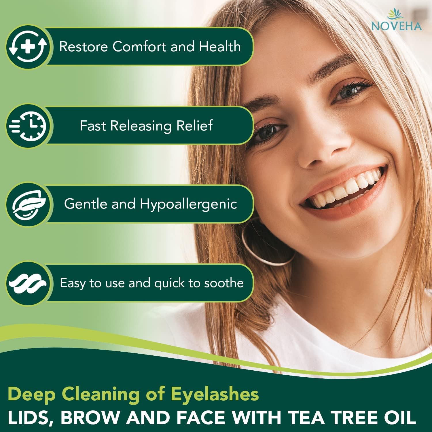 NOVEHA Demodex Eyelid & Lash Wipes | Box of 60 Individually Wrapped Extra Strength Cleansing Eyelash Wipes - Battles Irritated Eyes - Naturally Remove Debris (Pack of 3)-FemmiqueWomen