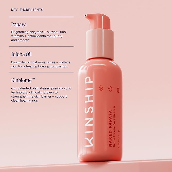 Kinship Naked Papaya Hydrating Gentle Cleanser | Natural Cream Face Wash | Vitamin E, Jojoba Oil Facial Cleanser | Makeup Remover | Sensitive Skin Care (5.25 Oz)-FemmiqueWomen