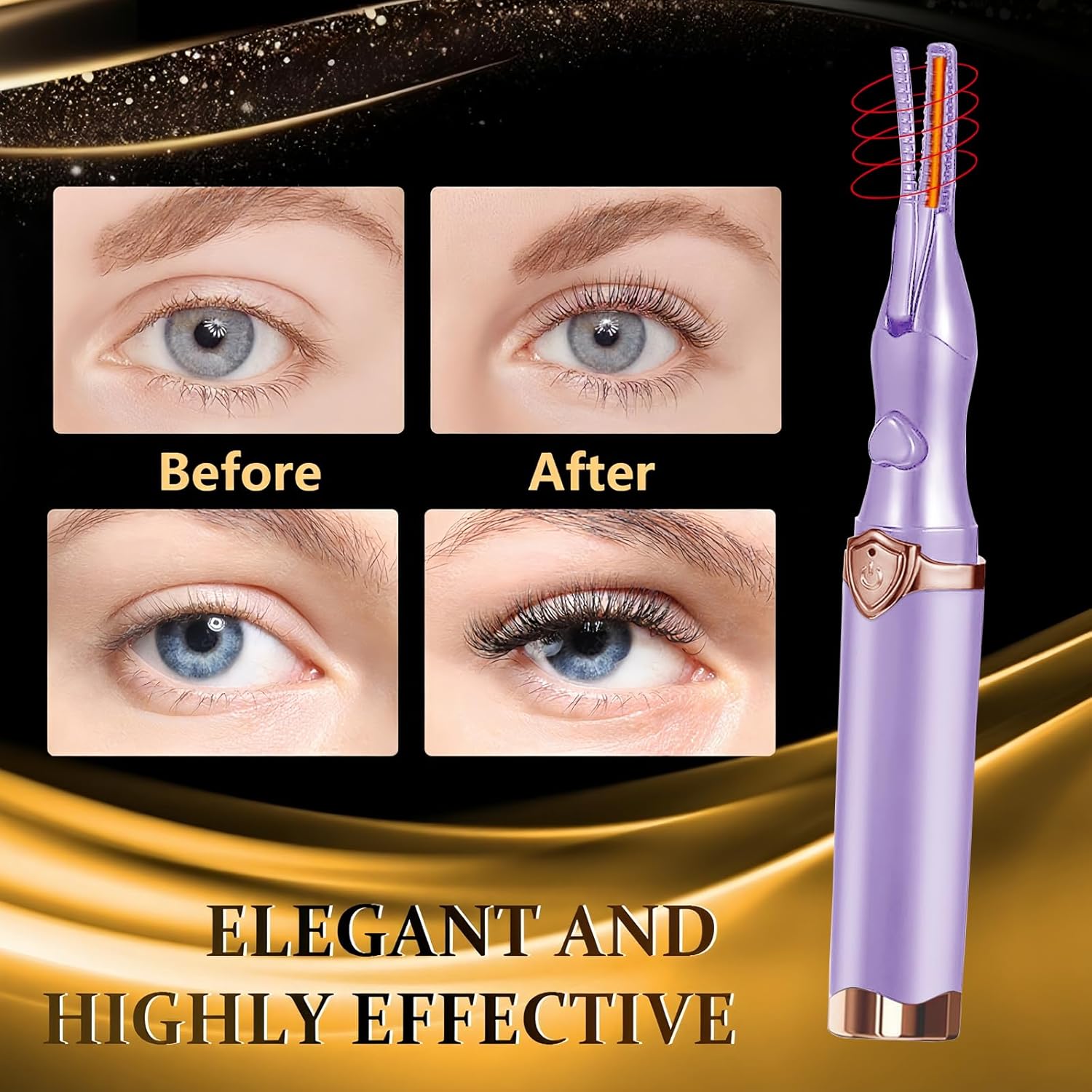 Heated Eyelash Curler, 2-in-1 Clip-Type Design, 3 Temperature Modes, USB Rechargeable Electric Eyelash Curler, Natural Curling 24H Long-Lasting Curl, Gift for Women & Girls, Purple CB-FemmiqueWomen