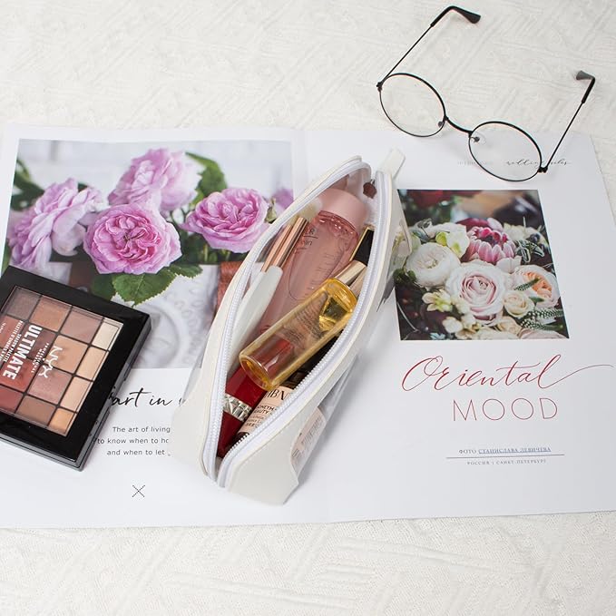 Clear Makeup Bag Small, TSA Approved Portable Toiletry Bag with Zipper Cosmetic Travel Bag Makeup Organizer Case Mini Makeup Pouch for Purse Car Organizer Bag for Women Men-FemmiqueWomen