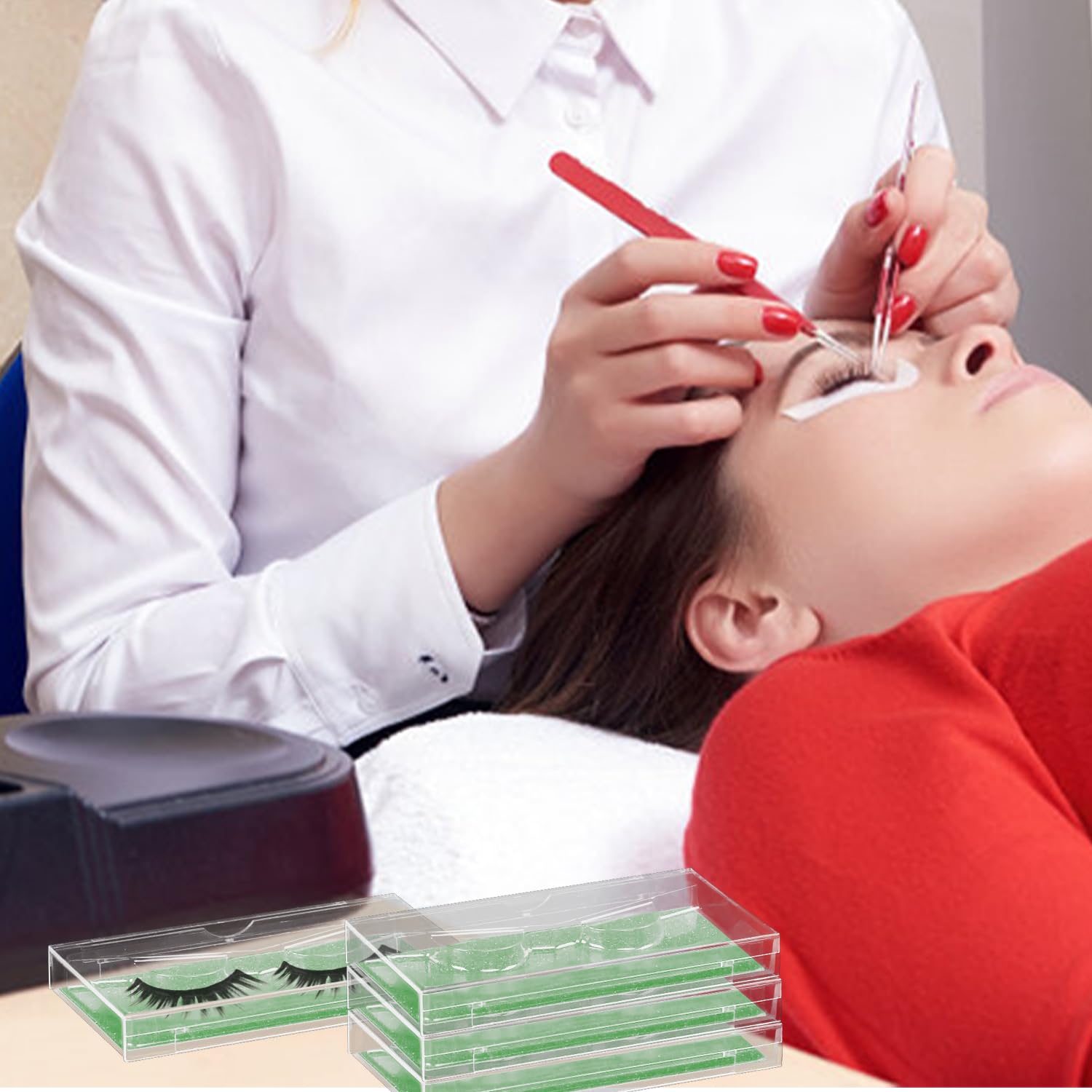 Premium Lash Display Cases - 30 Pack Customizable False Eyelash Storage Containers (Green)-FemmiqueWomen