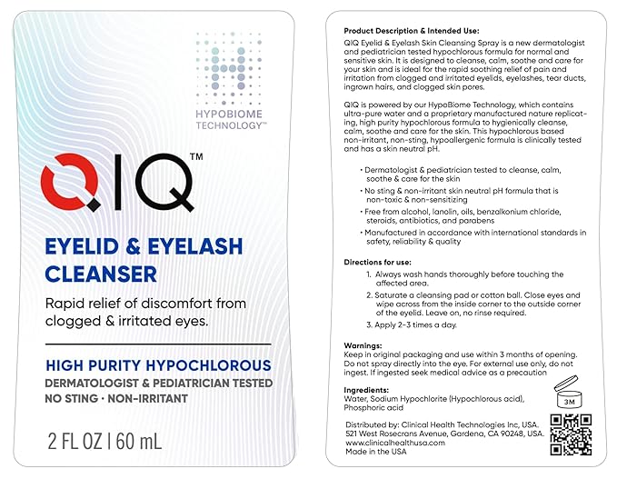 Eyelash and Eyelid Cleanser – High Purity Hypochlorous Eye Wash Solution, Lid and Lash Cleanser that Quickly Calms and Soothes Irritated, Clogged Skin (2oz)-FemmiqueWomen