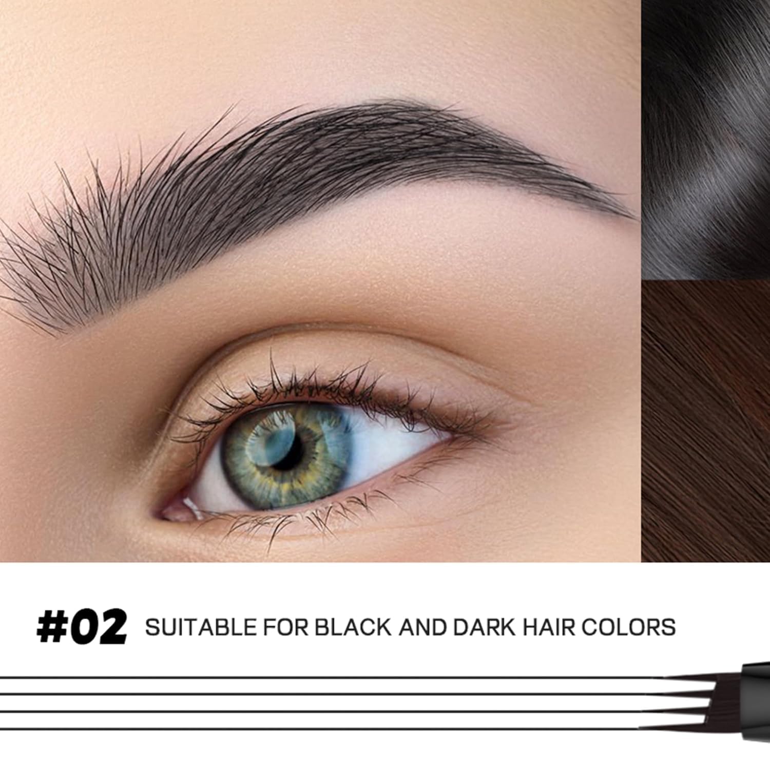 2 Pack Eyebrow Pen, Waterproof Microblading Eyebrow Pencil, 4 Tip Precise Eye Brow Makeup Pen for Women to Effortlessly Create Hair Like Natural Brows, Non Dry Out and Last All Day (Black)-FemmiqueWomen