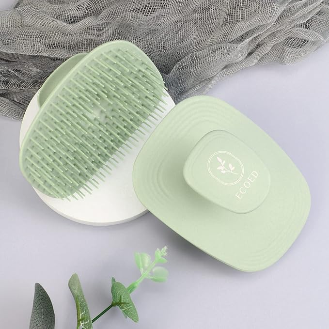 2 PC Scalp Massager Shampoo Brush, Scalp Scrubber & Exfoliator for Dandruff Removal, Wet & Dry and Detangler for Men and Women, Suitable for Short Medium Hair (Green)-FemmiqueWomen