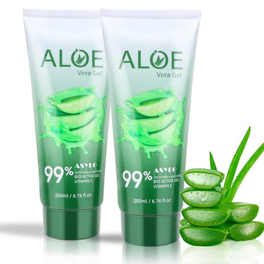 200x2 ML Aloe Vera Gel – 99% Organic Pure Aloe Vera Hydrating Face & Body Moisturizer, Natural Aloe Cream for Dry Skin, Sunburn, Acne, Soothing & Moisturizing-FemmiqueWomen