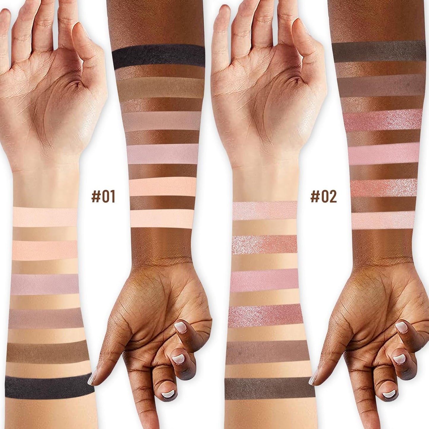 2PCS 6 Colors Mini Eyeshadow Palette Makeup with Brush Set Neutral Nude Eye Shadow Pink & Brown Matte Shimmer Make Up Pallet with Mirror Highly Pigmented Travel Size Gift Kit-FemmiqueWomen