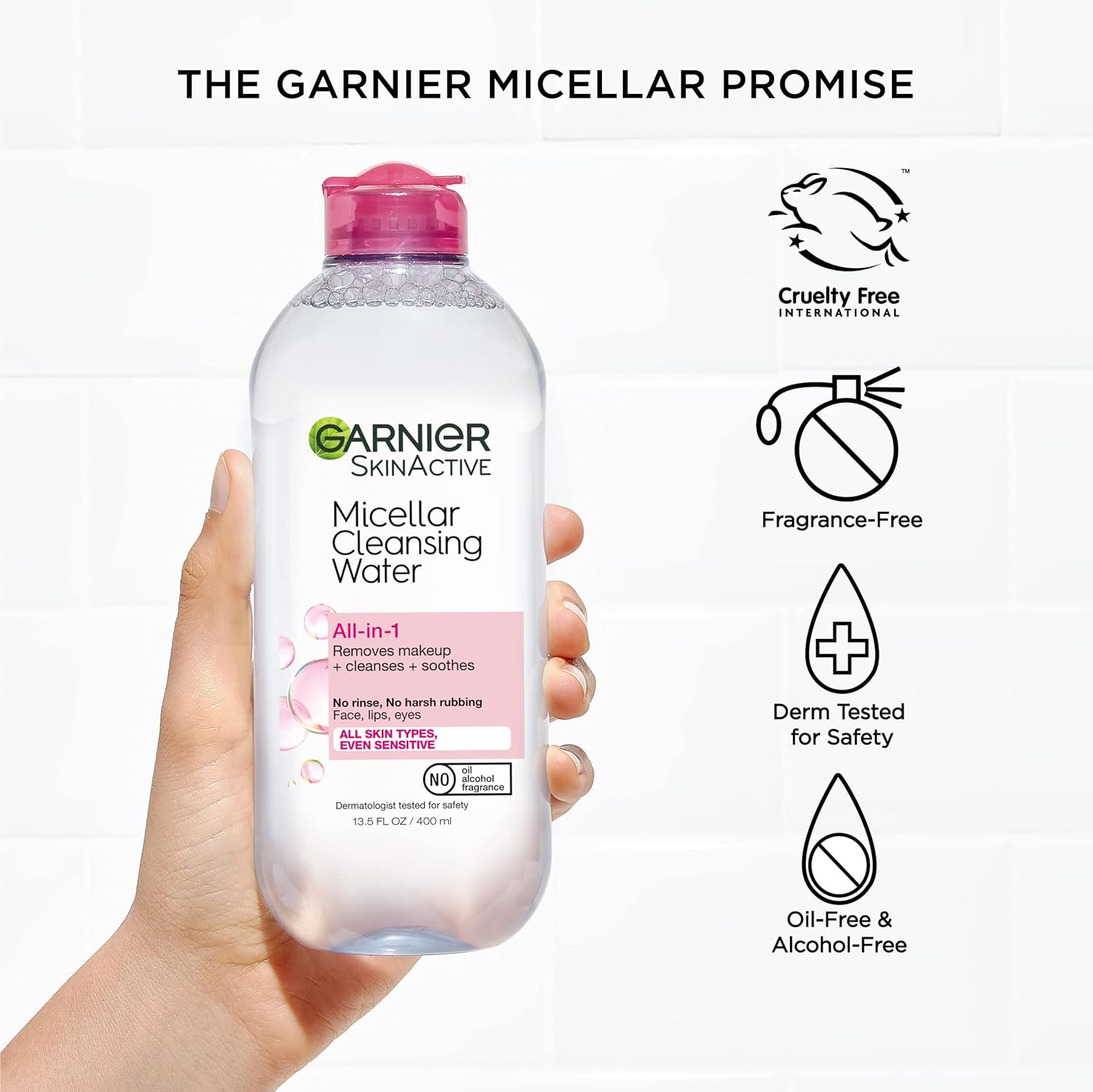 Garnier Micellar Water, Hydrating Facial Cleanser & Makeup Remover, Suitable for Sensitive Skin, Vegan, Cruelty Free, 13.5 Fl Oz (400mL), 1 Count-FemmiqueWomen