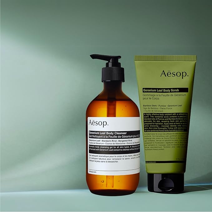 Aesop Geranium Leaf Body Cleanser + Scrub | 16.9 oz + 6.2 oz-FemmiqueWomen