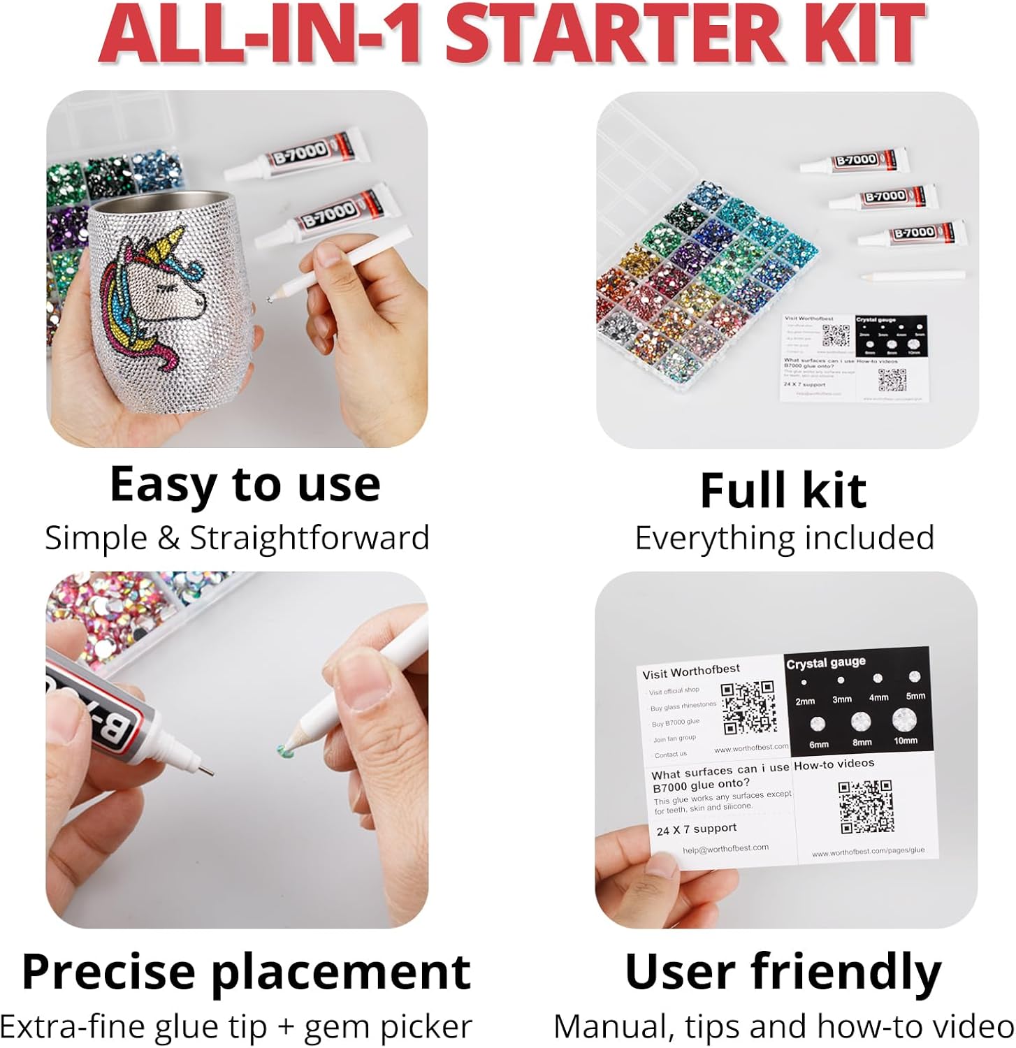 30000Pcs Resin Jelly Rhinestones Set for Crafting Bedazzling, Red ab Flatback Gems Jewels for Crafts Clothes Shoes Fabric Outfit Nails Makeup, Flat Back Crystal 2-6mm with b 7000 Glue-FemmiqueWomen